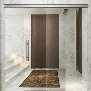 Kit coulissant sur rail alu pour porte verre