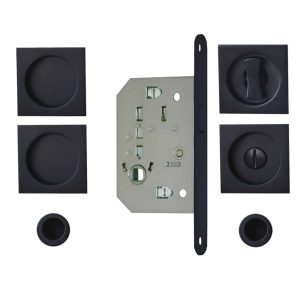 Kit cuvettes pour portes coulissantes - Poignées carrées Noires